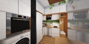 Projekt kuchni w bloku Kraków.