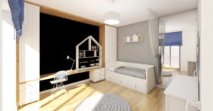 Projekt wnętrz pokoju dla rodzeństwa w Warszawie