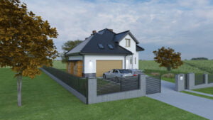 Projekt elewacji domu w Węgrzcach