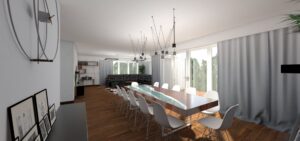 Projekt wnętrz salonu Łomazy k. Białej Podlaskiej