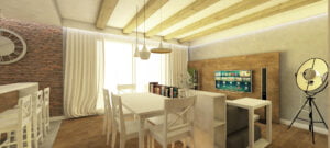 Projekt wnętrz salonu z aneksem kuchennym Sokołów Podlaski