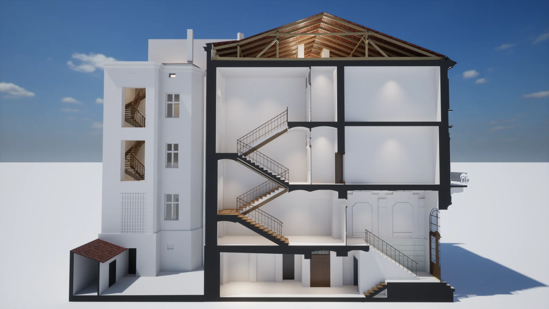 model 3d kamienicy archicad ze skanowania laserowego