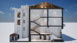 model 3d kamienicy archicad ze skanowania laserowego