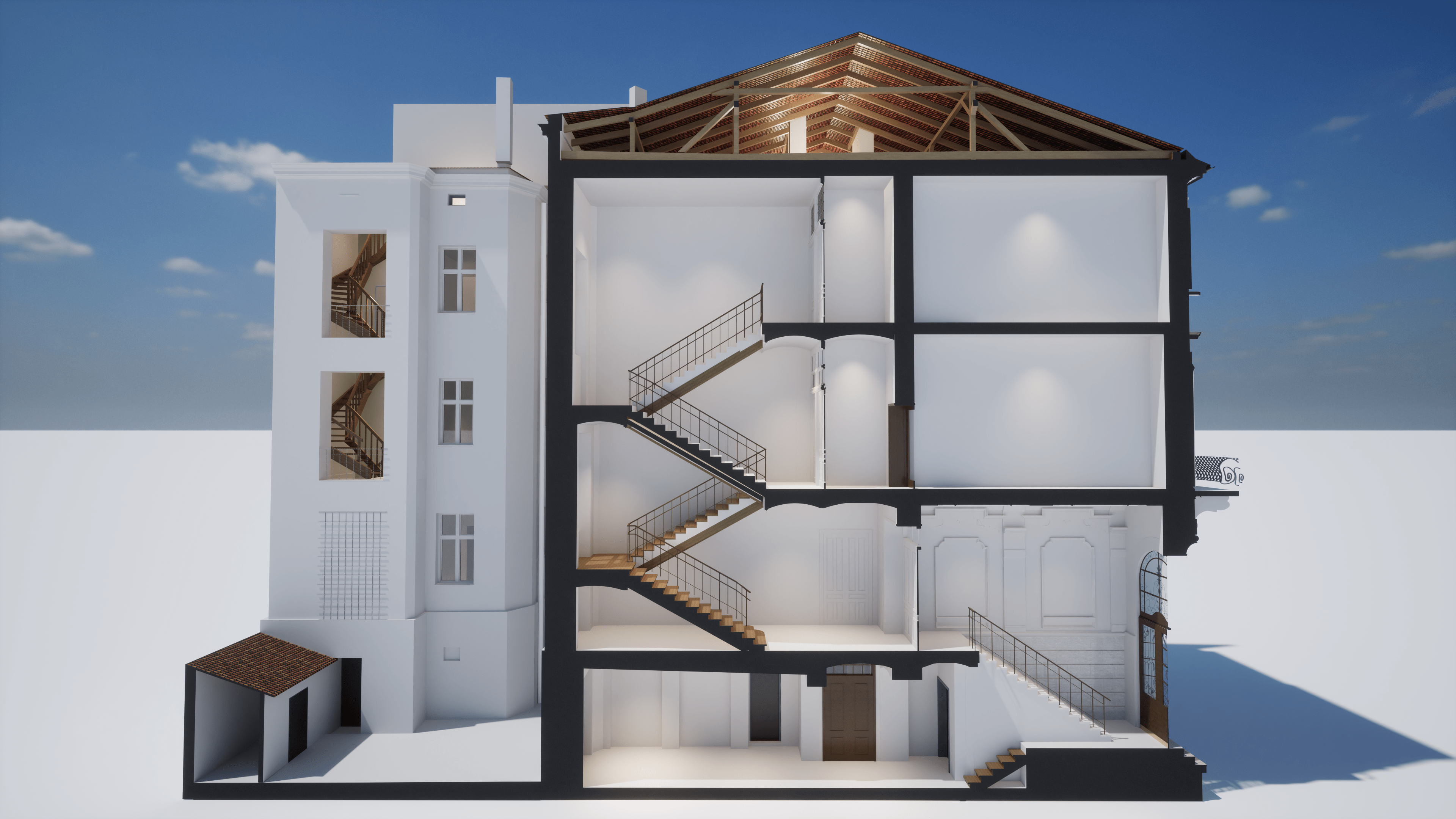model 3d kamienicy archicad ze skanowania laserowego