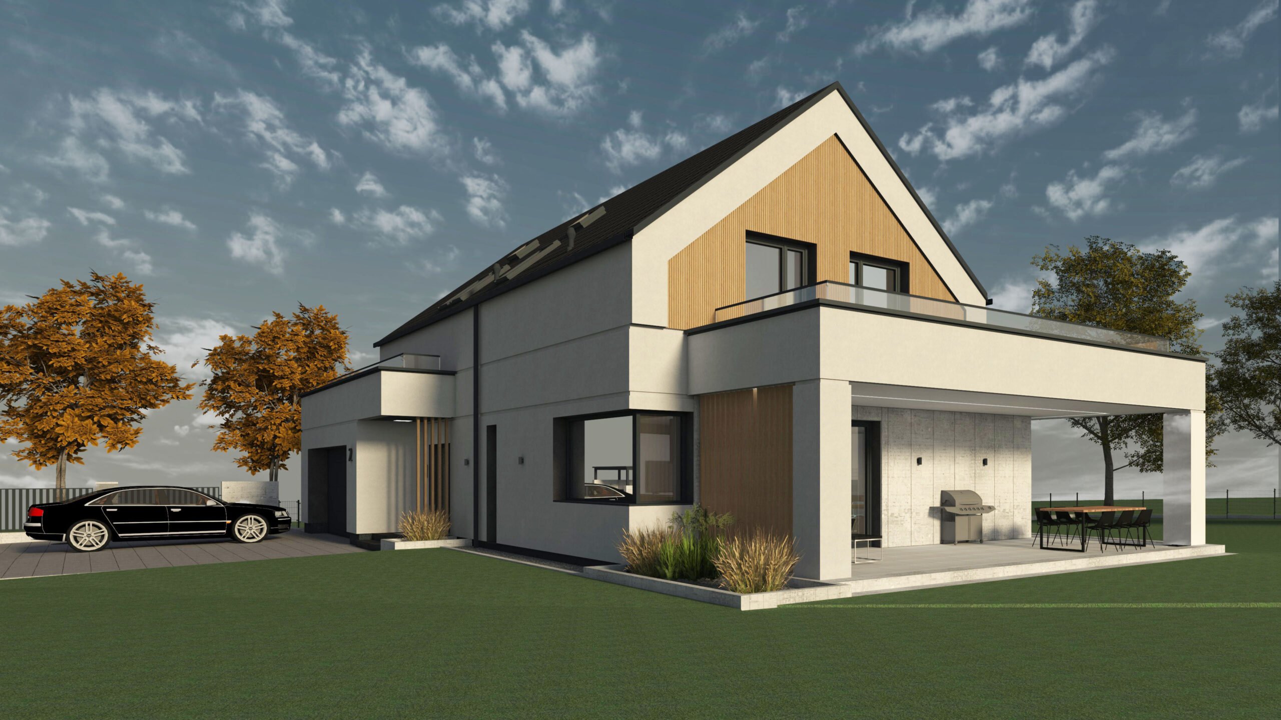 Nowoczesny dom z tarasem w Czyżowie k. Kleszczowa