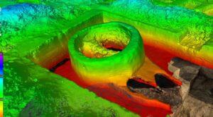 chmura punktów odkrycia archeologicznego w Malhowicach - piec do wypalania ceramiki
