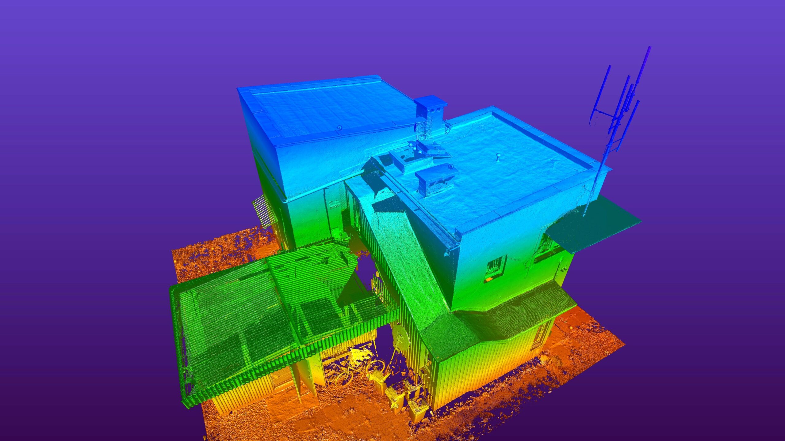inwentaryzacja laserowa 3D nastawni kolejowej Zastów - skan 3D pointcloud