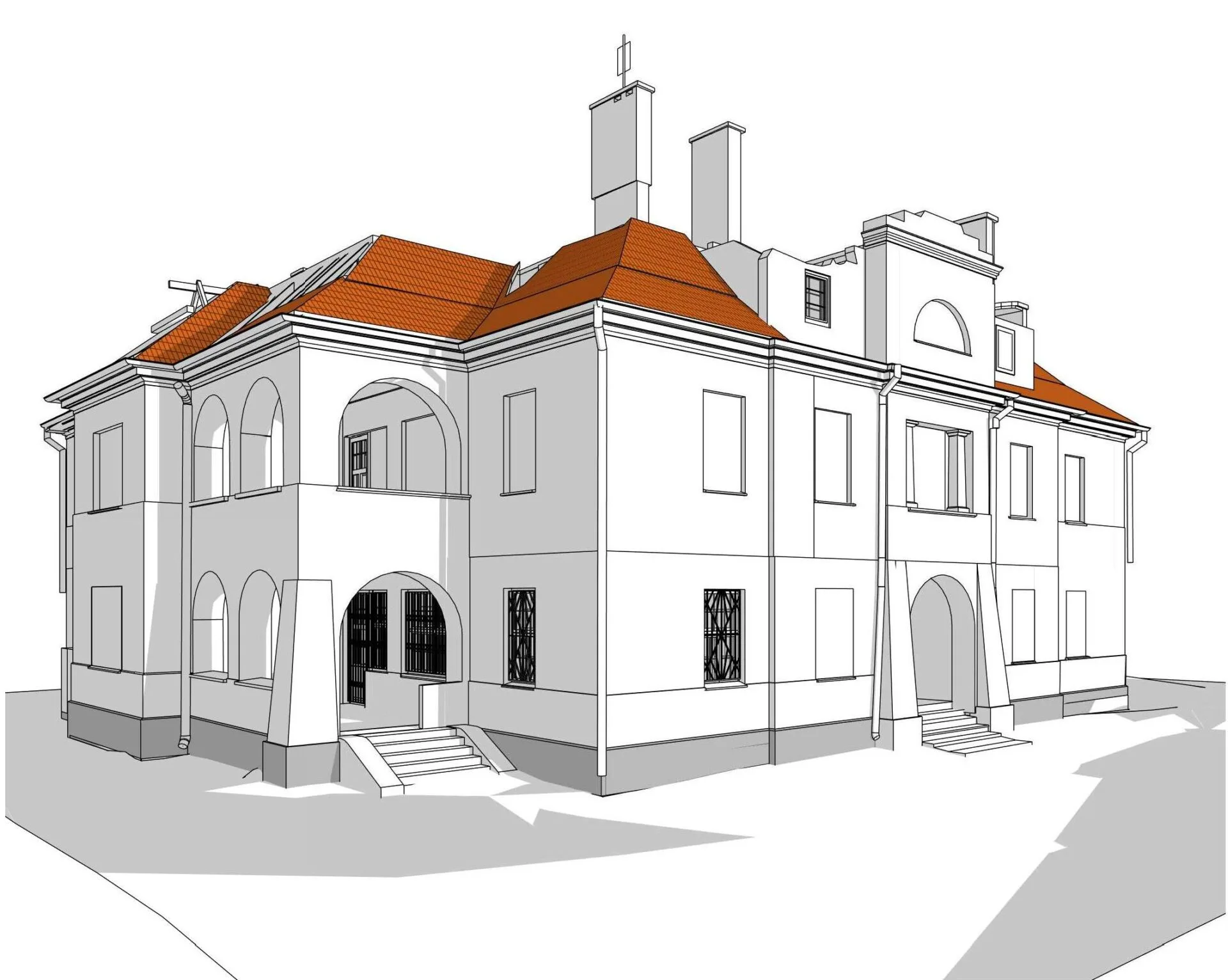 Model 3D Revit inwentaryzacja budowlana willi Fort Bema