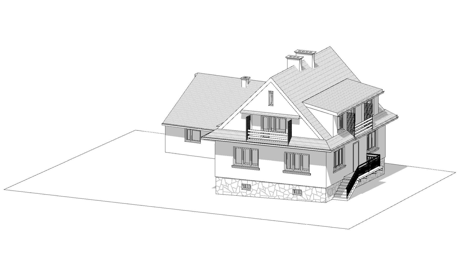 Inwentaryzacja budowlana model BIM budynku Gdów
