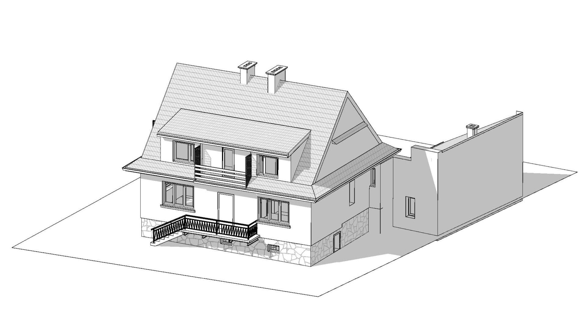 Inwentaryzacja budowlana model BIM budynku Gdów