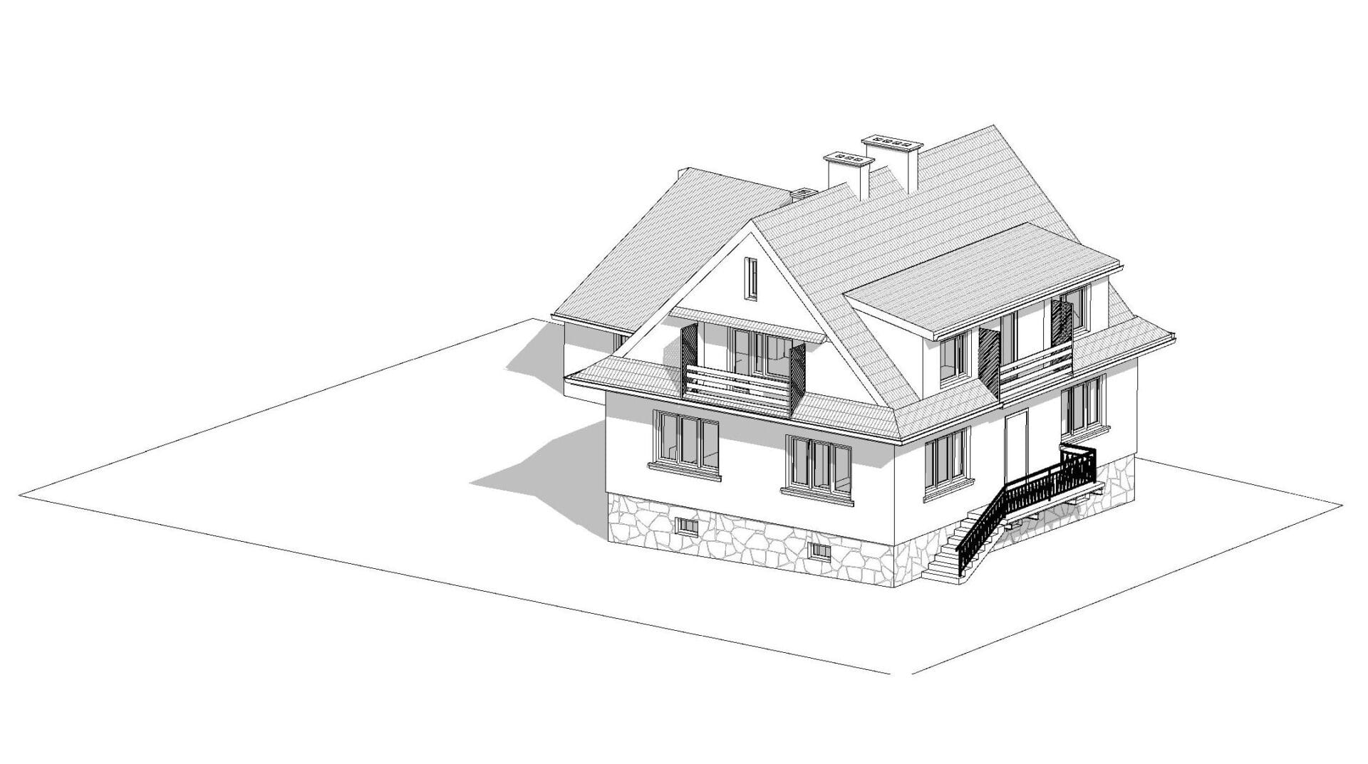Inwentaryzacja budowlana model BIM budynku Gdów