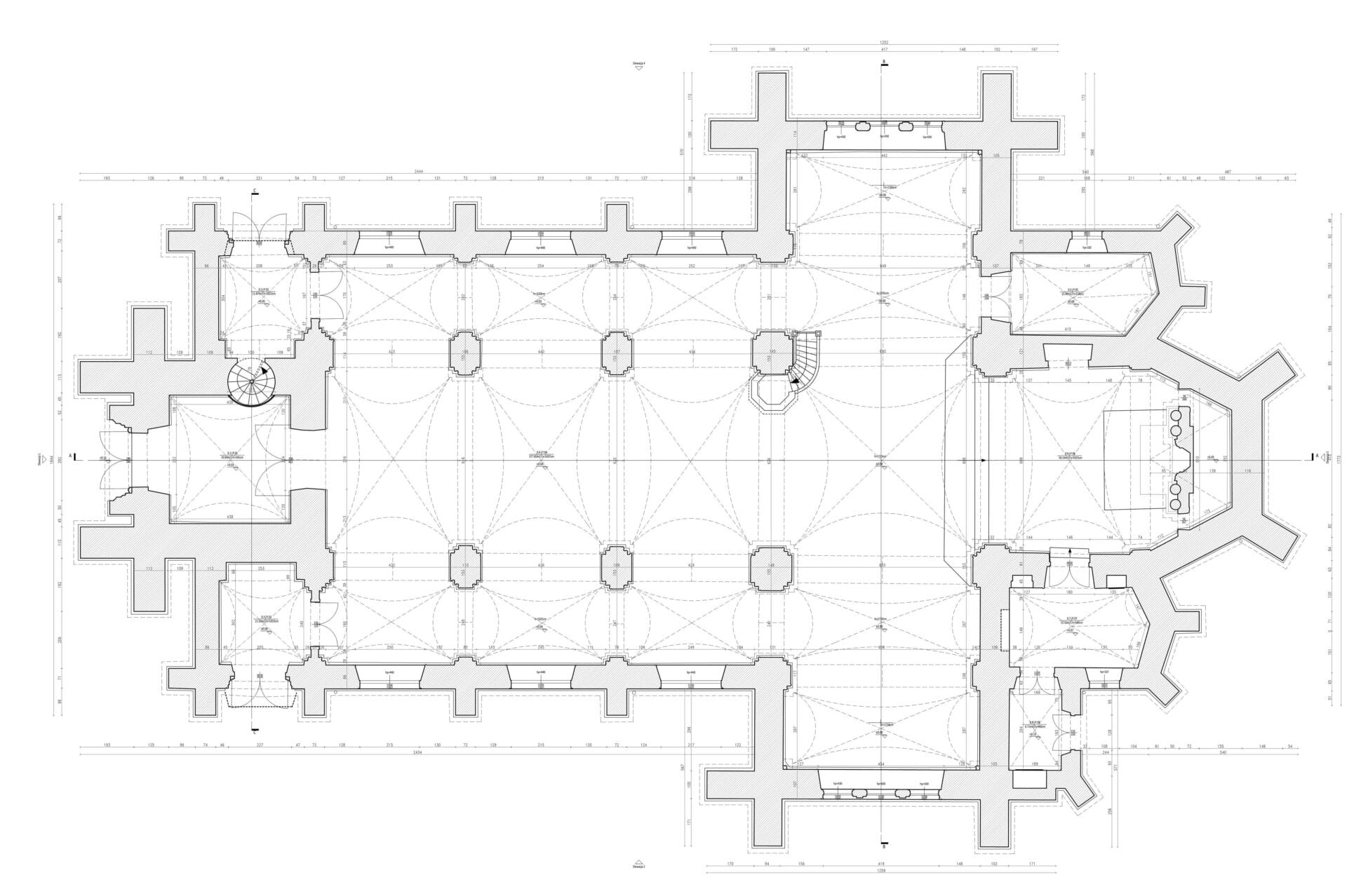 inwentaryzacja architektoniczna kościoła rzut