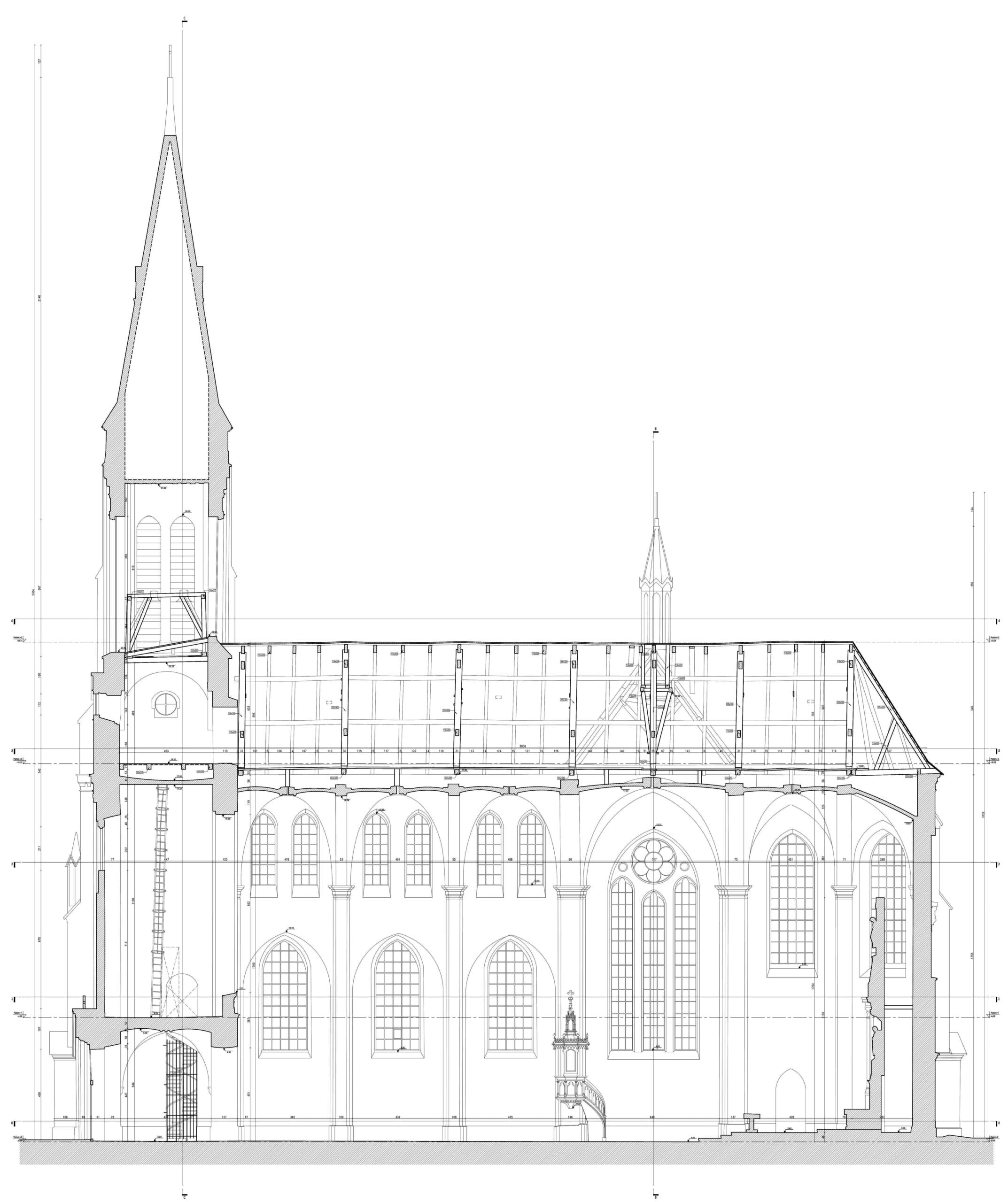 przekrój pionowy kościoła inwentaryzacja architektoniczna skan 3d