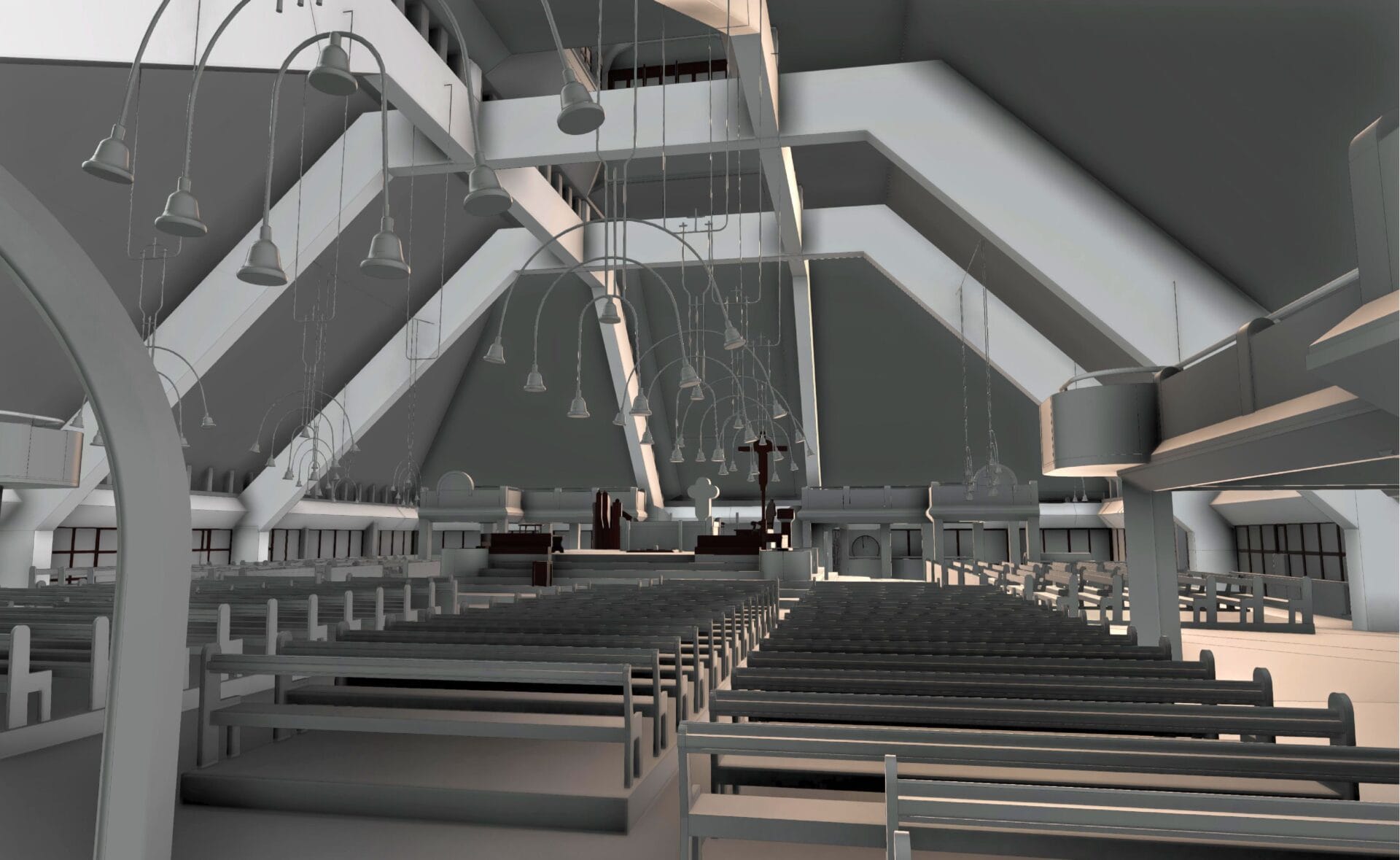 Model 3D BIM wnętrza kościoła Inwentaryzacja budowlana 3D 
