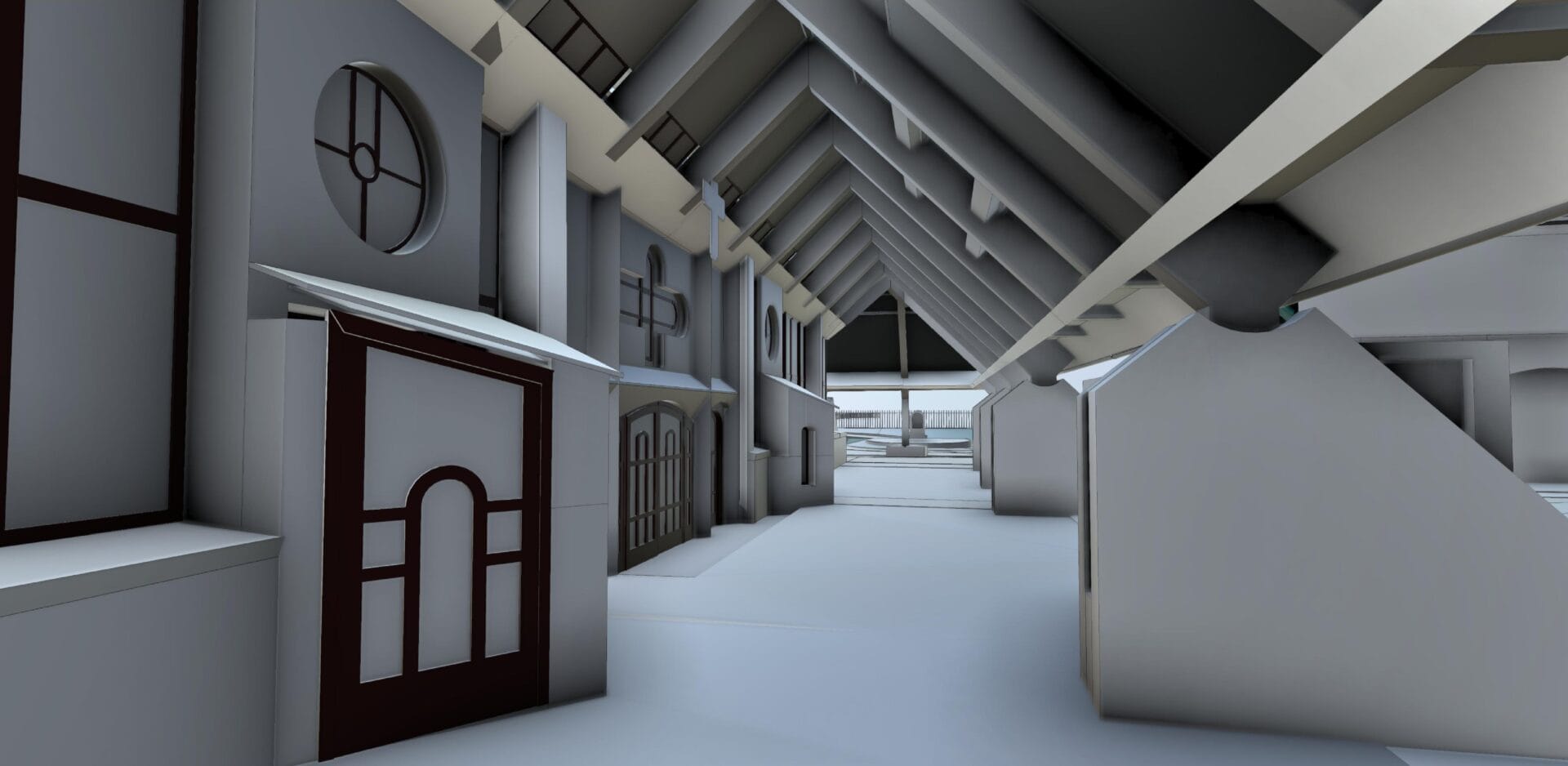 podcienie model 3D inwentaryzacja budowlana kościoła w Tychach